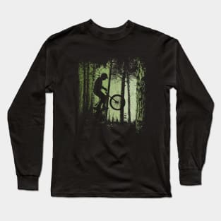 Forest Trail Cyclist BMX Dirtbike Wheelie Long Sleeve T-Shirt